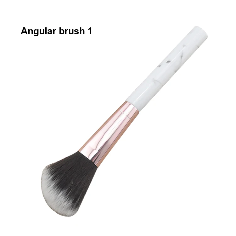 Single Nylon Hair Makeup Face Brush Angular Marble Highlight Plastic Handle Cosmetic Private Label Makeup Brush