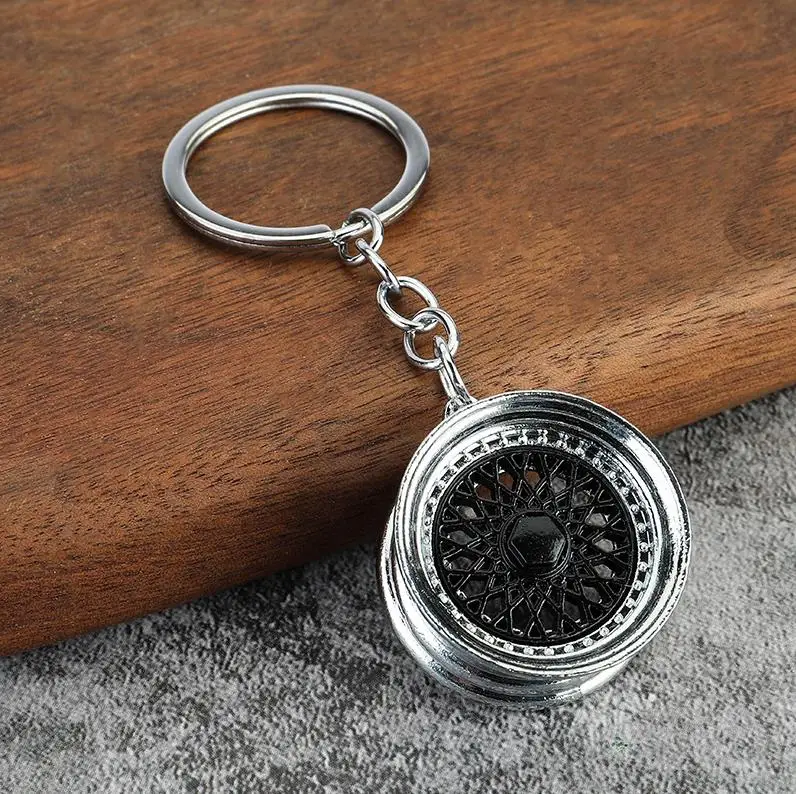 Car Rims Key Chain Turbo Shock Absorber Gear Brake Disc Wheel hub metal Rim Keychain