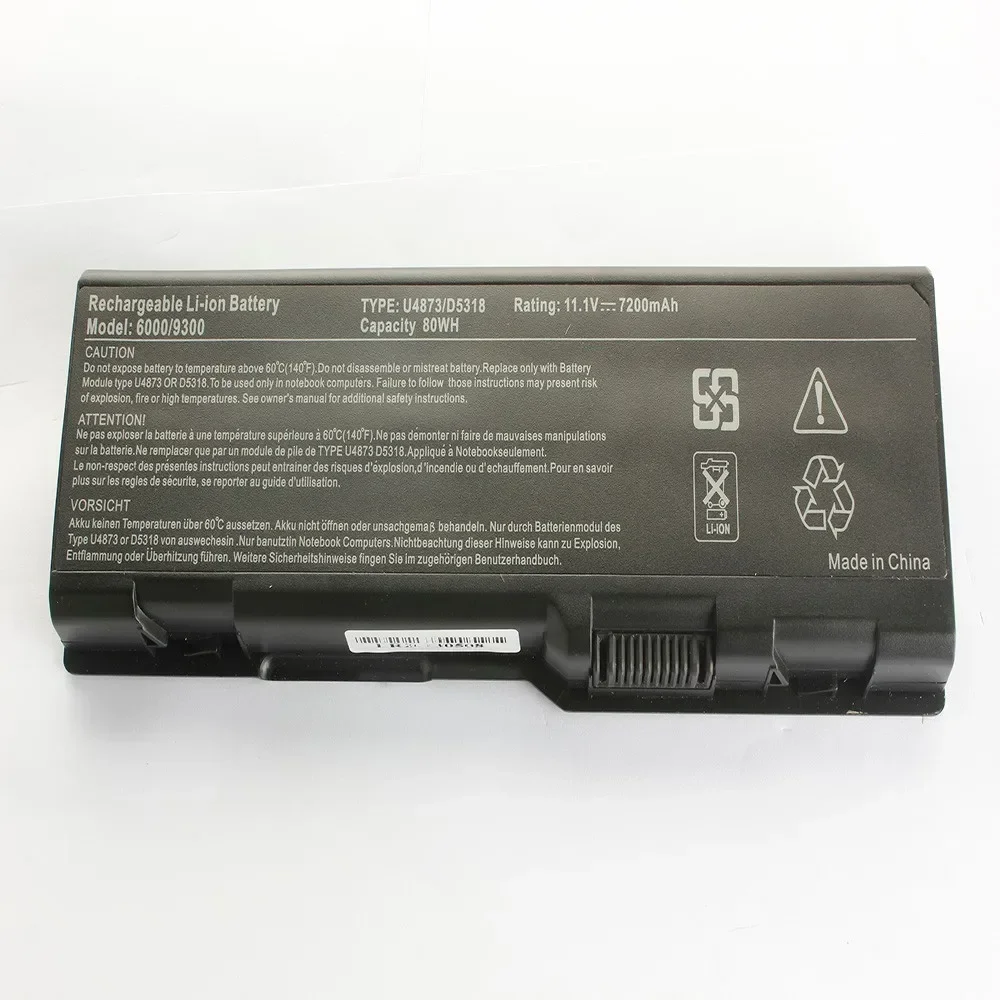 9 ячеек 7200 мАч Новый аккумулятор для ноутбука Dell Inspiron 6000 9200 U4873 XPS Gen 2 M1710 D5318 YF976