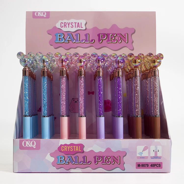 O&Q   Cartoon animal pens with custom LOGO crystal ball pen blue black  0.7mm promotion  for school stationery office supplier