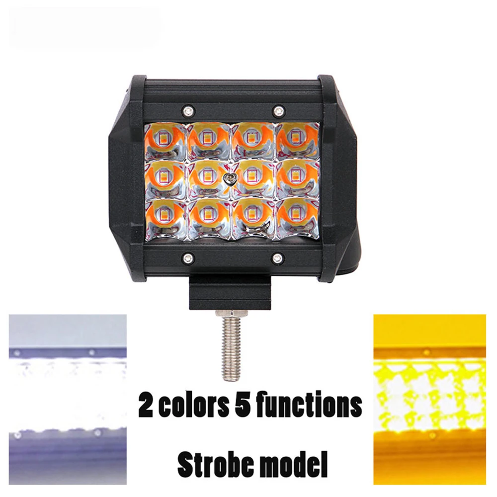 36W LED Auto automotriz Tractores luz estroboscopico led work light bar bicolor flash faros auxiliares led para auto