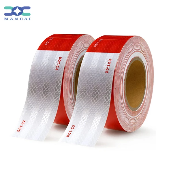 MANCAI 2 Inch X 200 Feet DOT-C2 Reflective Outdoor Safety Tape Red White Dot Reflective Tape for Vehicles, Trailer