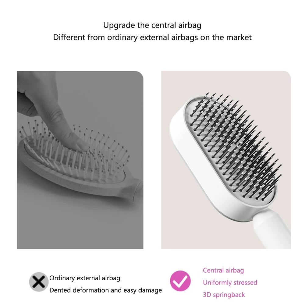 Personalized 3d New One Key Clean Design Massage Comb Air Cushion Easy Clean Hairdressing Self Cleaning Hair Brushes For Women