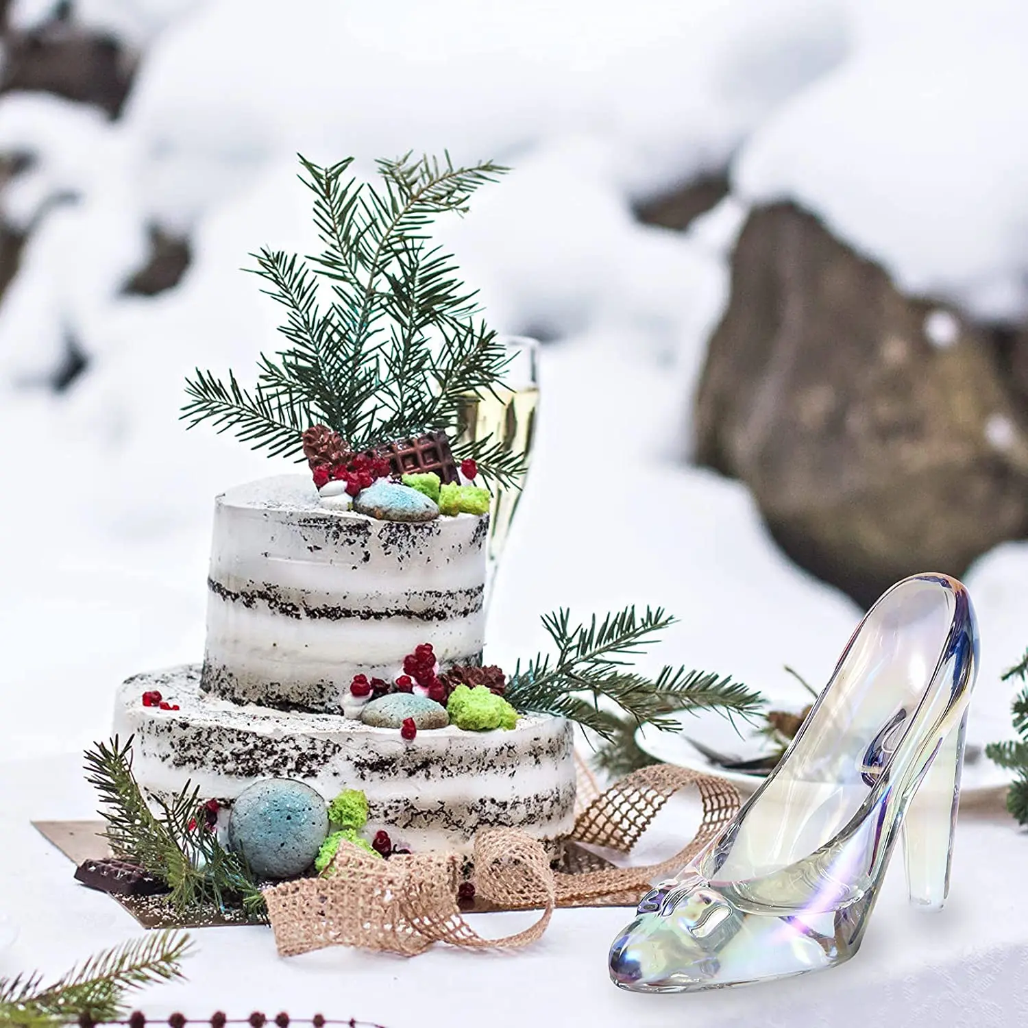 Crystal High Heels Shoes Ornaments Glass Slipper Decoration Gift for Birthday Wedding Party