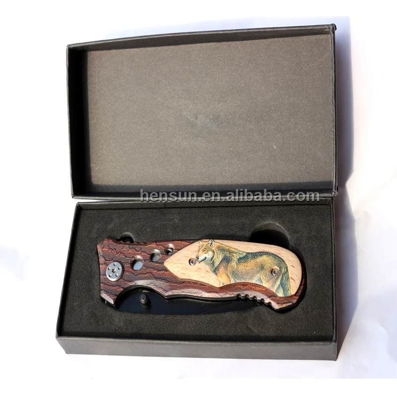  Knives Pocket Wood Wooden Handle Folding Foldable Blade Stainless Steel Knife Survival