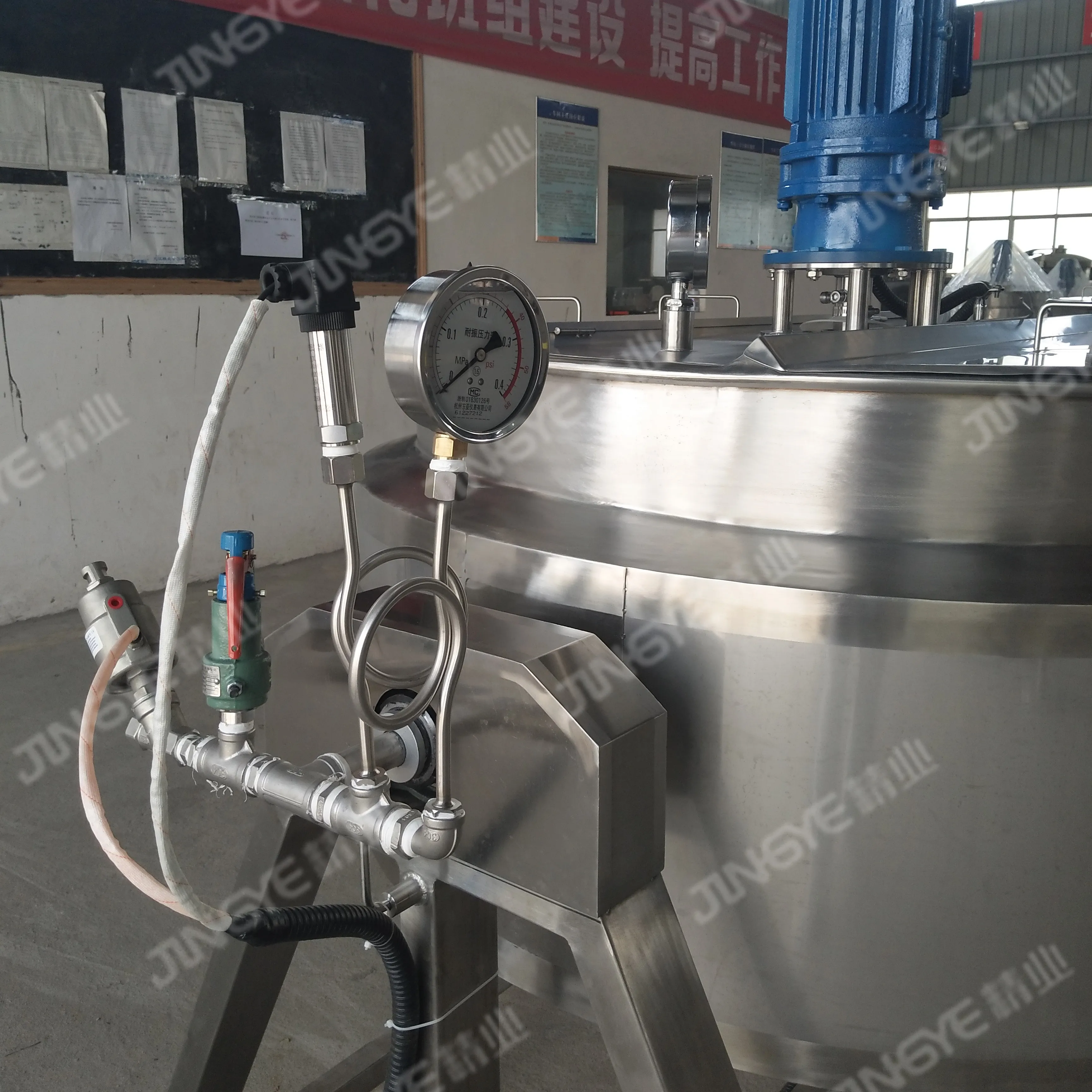 Auto Tilt Steam Jacket Kettle Large LPG Cooking Equipment Jam Cooking Machine Sauce Making Machine