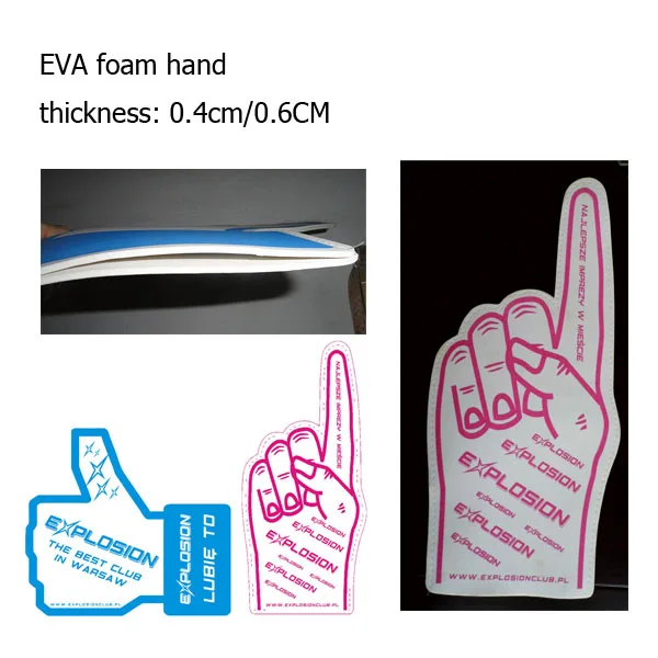 
Promotional big custom cheering eva finger fan foam hand 