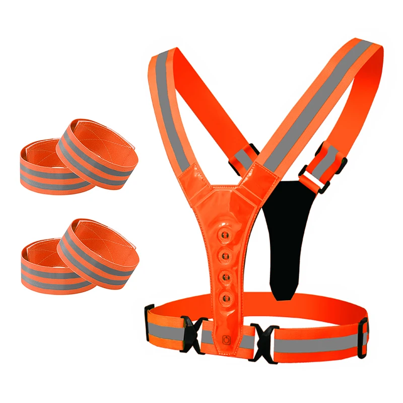 Дышащий Регулируемый светоотражающий жилет высокой видимости со светодиодной подсветкой, эластичный ремень для бега и спорта