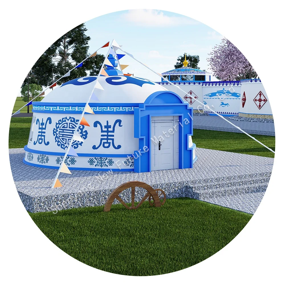 Mongolian Ger Yurt Outdoor Waterproof 8 diameter Steel Frame Camping Tent