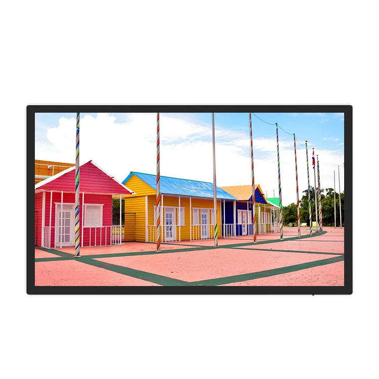 
32 inch wooden frame shell lcd advertising screen wall mount video broadcaster 