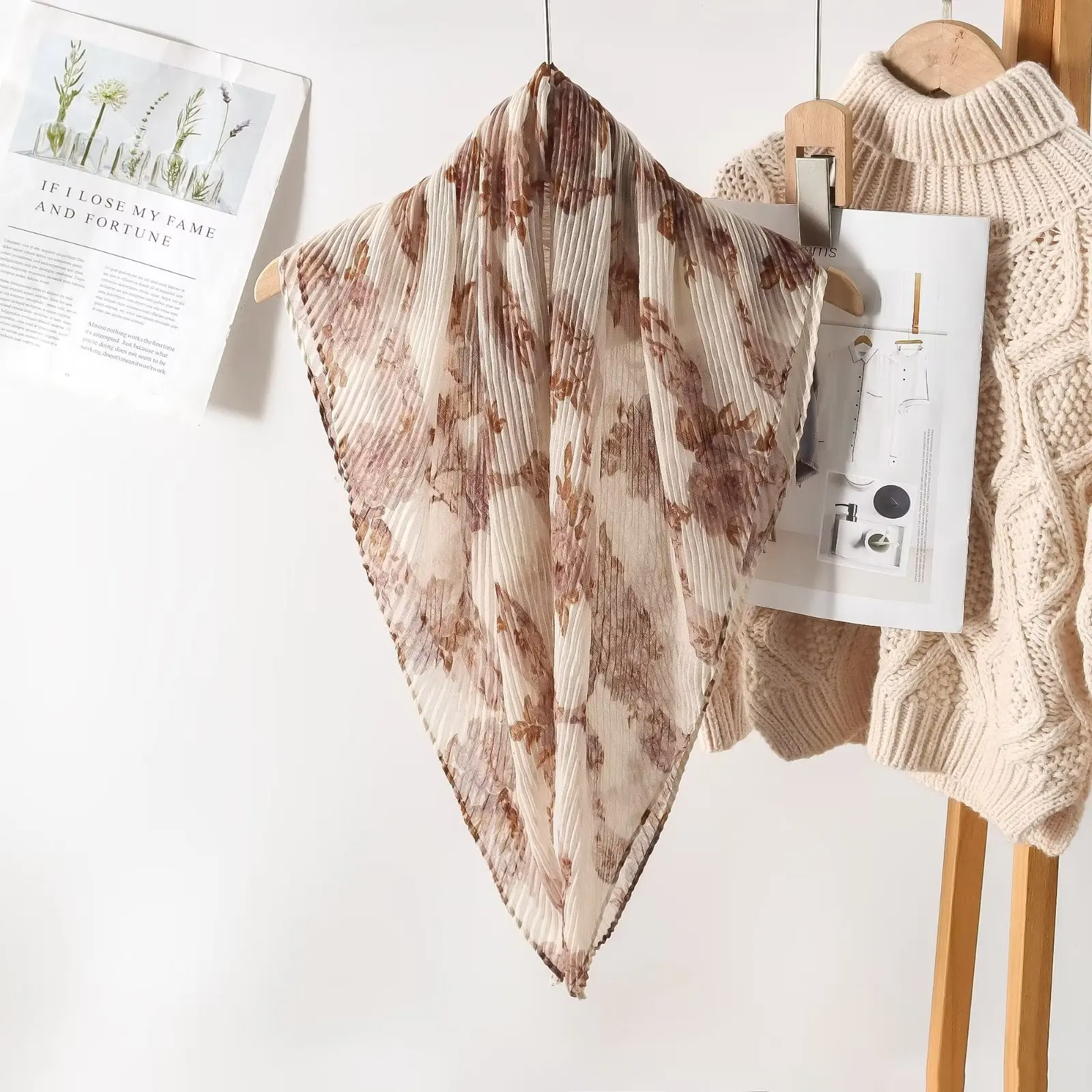 New Arrival Voile Cotton Scarf Lace Voile Printed Cotton Voile Scarf Manufacturer Square Cotton Pleated Scarf