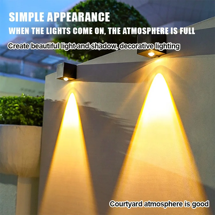 Howlighting Outdoor Court Garden Wall Railing Decorative Lamp House Balcony Terrace Atmosphere Lamp Wall Washer Solar Wall Lamp