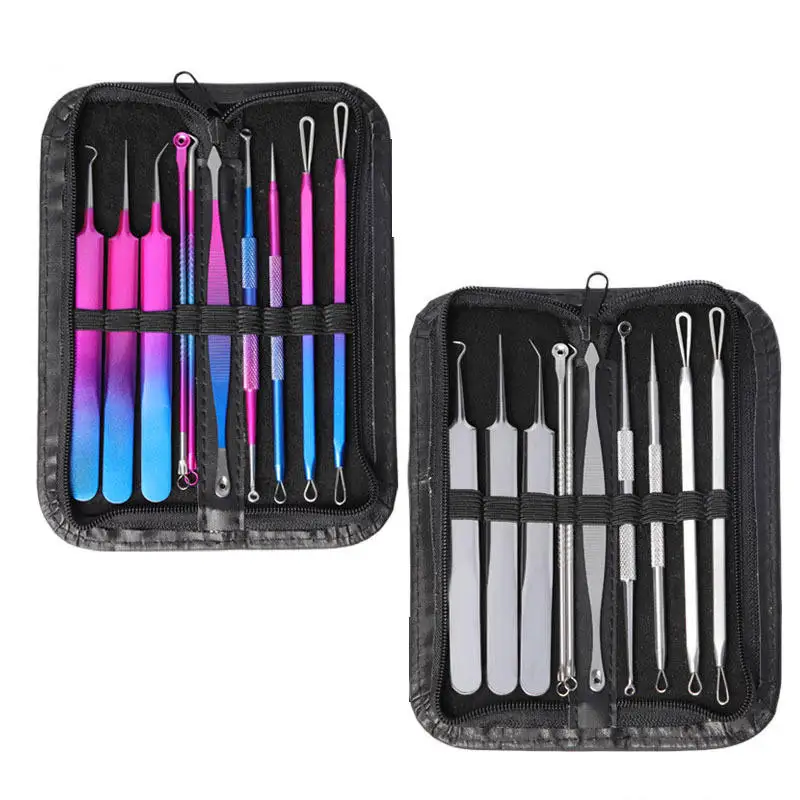 Stainless Steel Pimple & Blackhead Removal Tools Lancet Needles 10 Pcs Double-headed Acne Extractor Tool Kit