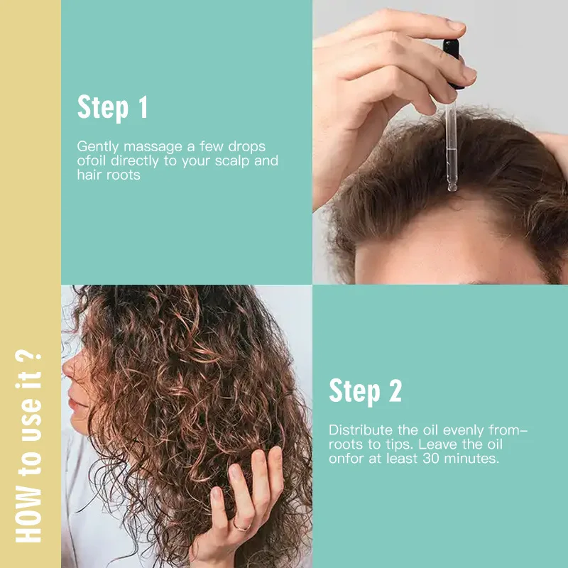 OEM customized 60ml 100% Natural Organic Mix Herbs Argan Castor Oil Scalp Care Hair Products  for Hair Growth fuller