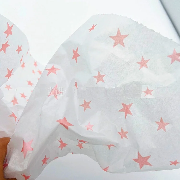
factory direct offer pink tissue paper with foil star for gift packaging 