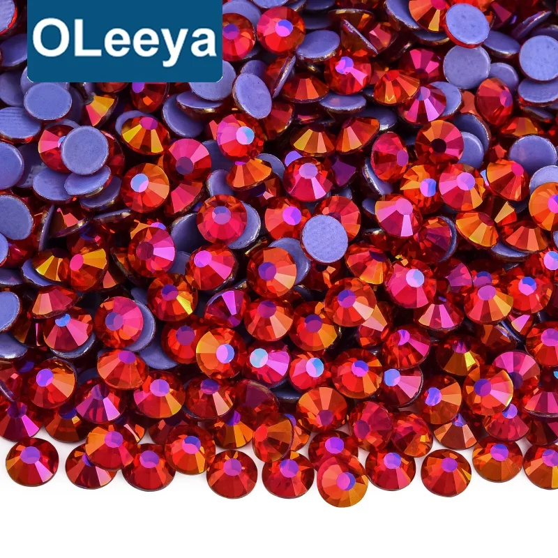 OLeeya Wholesale High Quality Hot Selling Hotfix Crystals Shiny Colors Iron On Rhinestones Glass Hot Fix Rhinestones For Garment