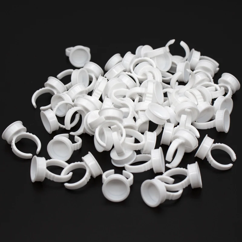 Disposable Tattoo Pigment Ring Holders Tattoo Ink 100pcs/bag Plastic White 5 Different Size