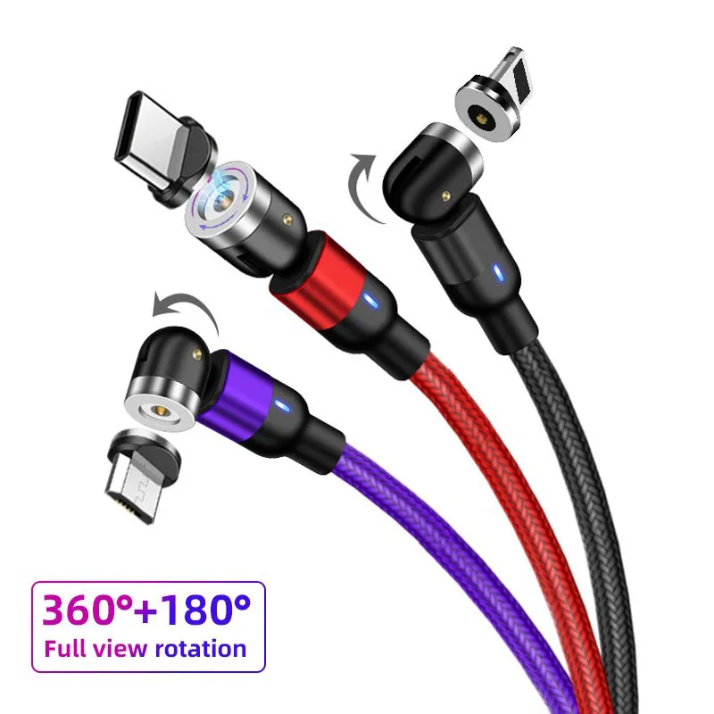 
Amazon top seller 2020 L-shape 180 bending magnetic charging cable 3 in 1 magnetic usb cable 