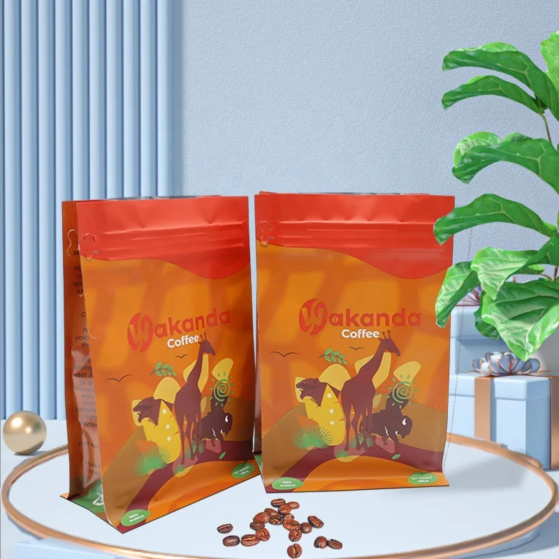Block bottom bags bolsa doypack custom printed flat bottom pouch coffee packaging bags coffee stand up pouch with valve