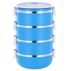 Custom Luxury 4 Tier Tiffin Carrier Stackable Bento Box Storage Boxes & Bins 201 Stainless Steel Lunch Box