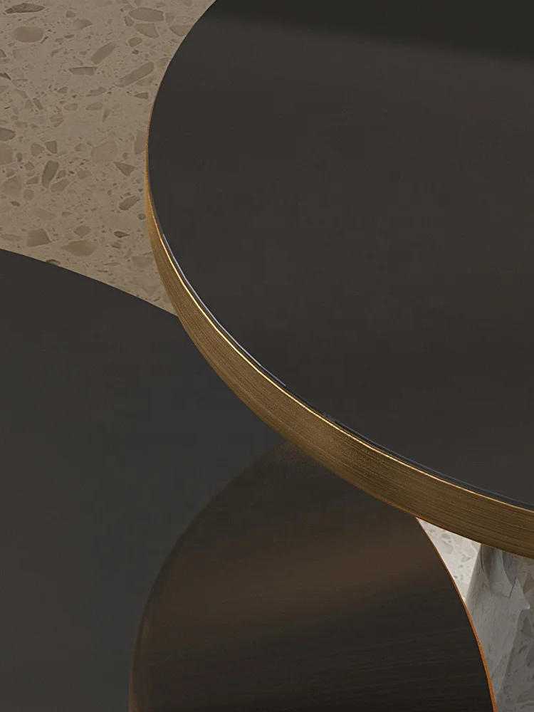 New design modern living room furniture  stainless steel tempered glass table top center coffee table set