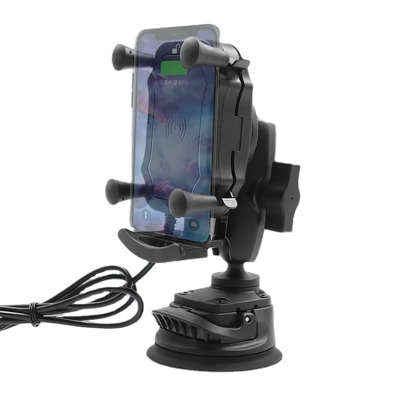 VINmounts 360 Degree 2-in-1 Car Phone Holder with Wireless 15W Fast Charging Windshield Suction Cup Mount for Cars Windshield