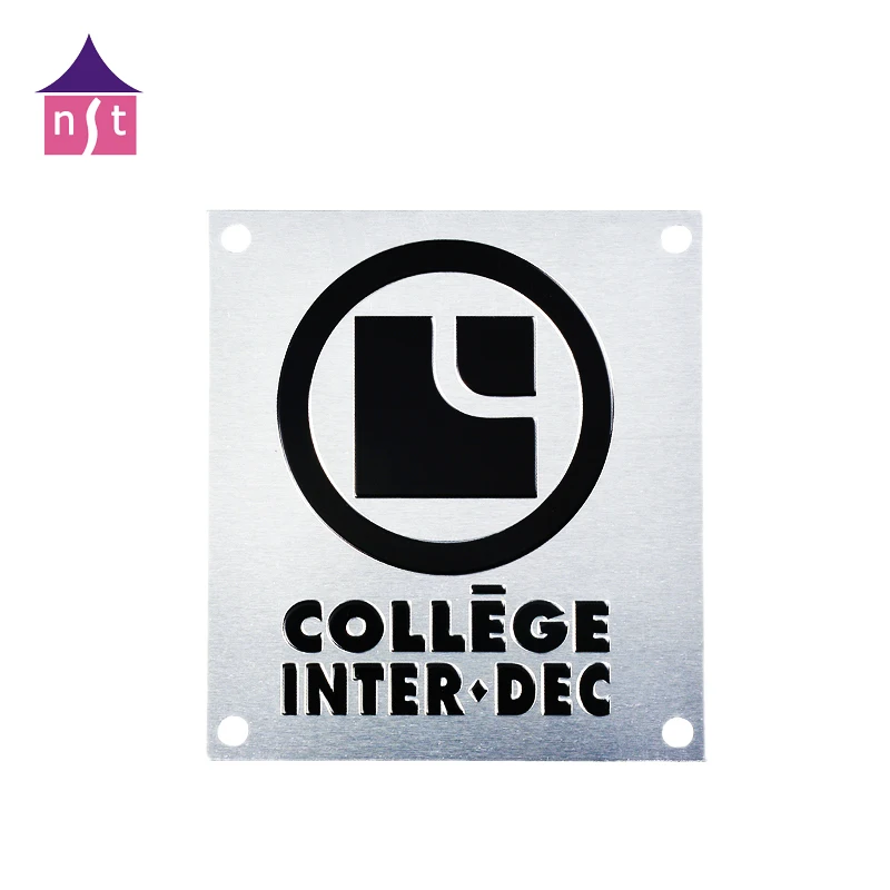 Custom print die cut metal label plate Self adhesive brand name logo stickers Anodised aluminium nameplates