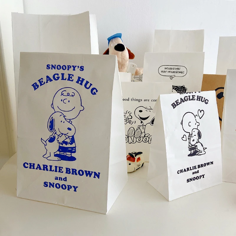 Manufacturer Wholesale Price White Paper Gift Bags Customised Size Print Logo White Kraft Food Paper Bag