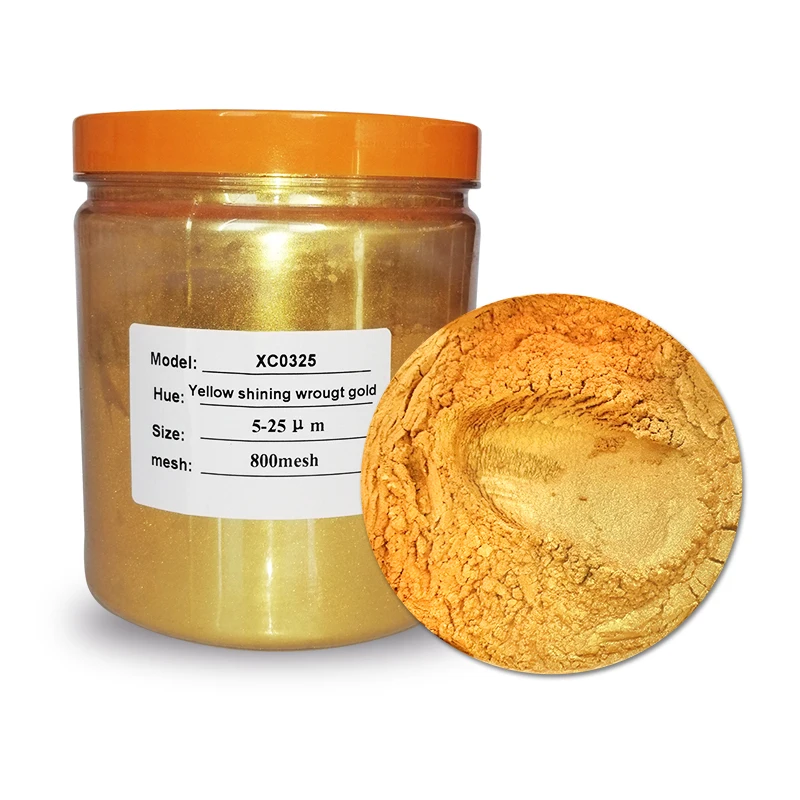 5-25Um Golden Mica Powder Synthetic Fluorphlogopite Pearl Pigment Gold Dust Powder Pearl Pigment For Ink