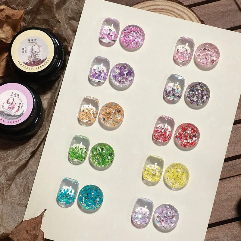 Gel for Nails with Dried Flowers Diamond Gel Nails Glitter Custom Cheap Wholesale Price Gel Nail Polish Korea