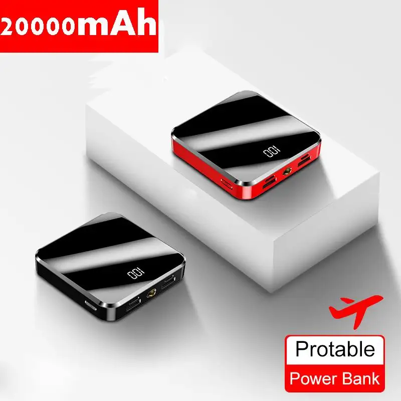 2021 портативная Быстрая зарядка мобильного телефона Powerbank Подарочный карманный цифровой разрядный свет 10000 мАч 20000 Мини Внешний аккумулятор для