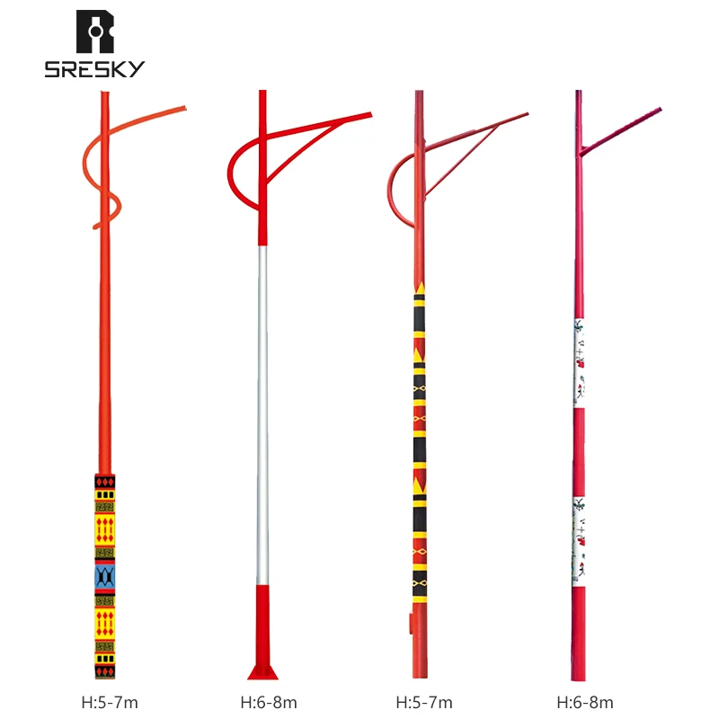 Street light pole arm solar smart light pole white black hot steel wall surface suit