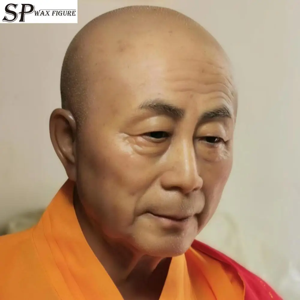 Super realistic Living Buddha monk human Life-size Silicone Wax Figure, high simulated wax figure, wax silicone sculpture