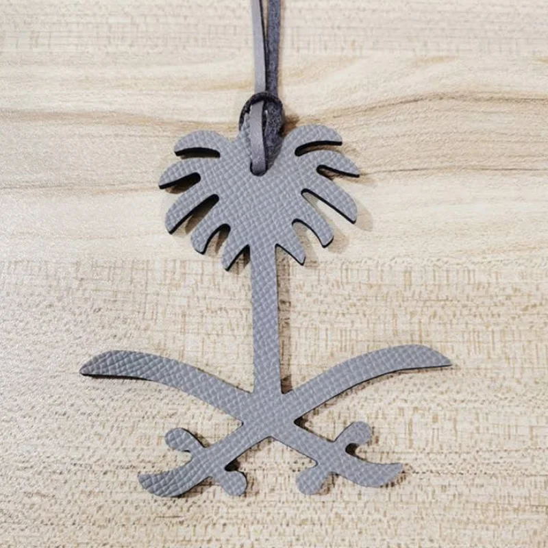 Portable PU Leather Bag Charming Hanger Arabic Letter Alphabet Map Bag Pendant Keychain Holster