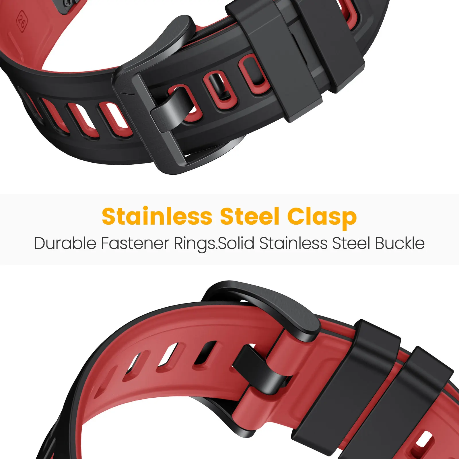 Eraysun Quick Release Two Colors Silicone Strap Soft Rubber Waterproof Fashion Smart Watch Band For Garmin Fenix7 26mm