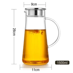 1500ml Glass Water Carafe Jug Beverage Chilled Cold Drink Home Fridge Glass Pitcher