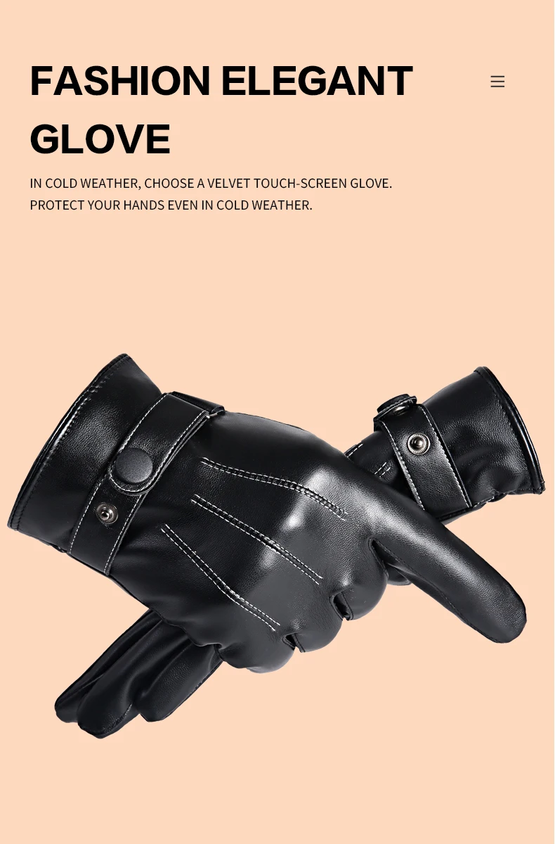 Winter Warm PU Leather Driving Gloves General Purpose Work Gloves for Winter