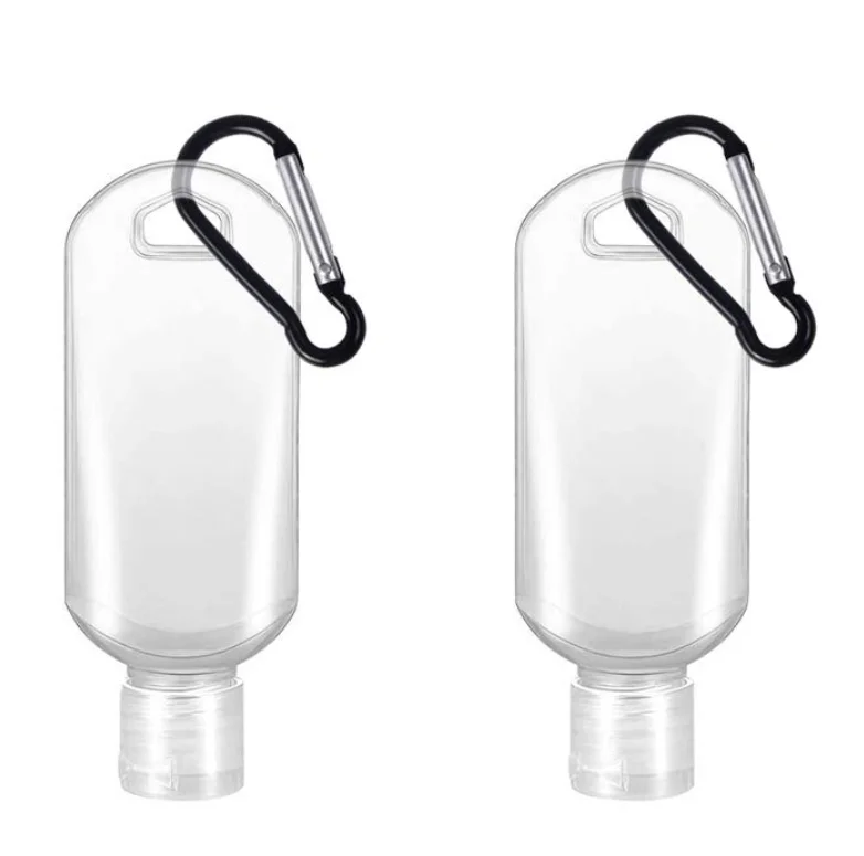 30ml 50ml 60ml PET sanitizer atomizer hand wash out door travel cosmetic key chain flip top sprayer squeeze refillable bottle