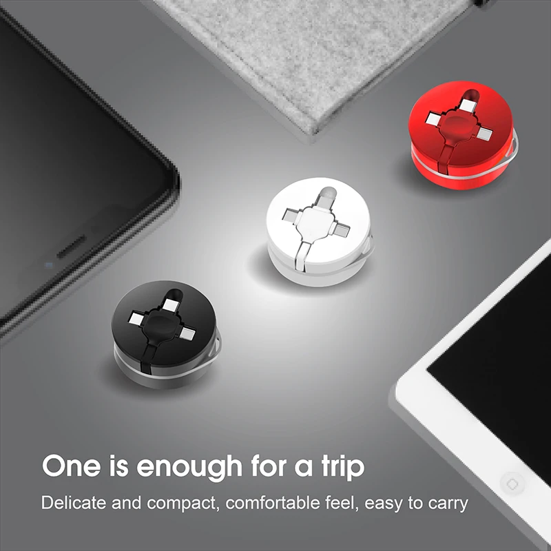 Huien Multi USB 3 in 1 Retractable Phone Data Cable 3A Fast Charging cable With Type-c And Micro USB And I Port