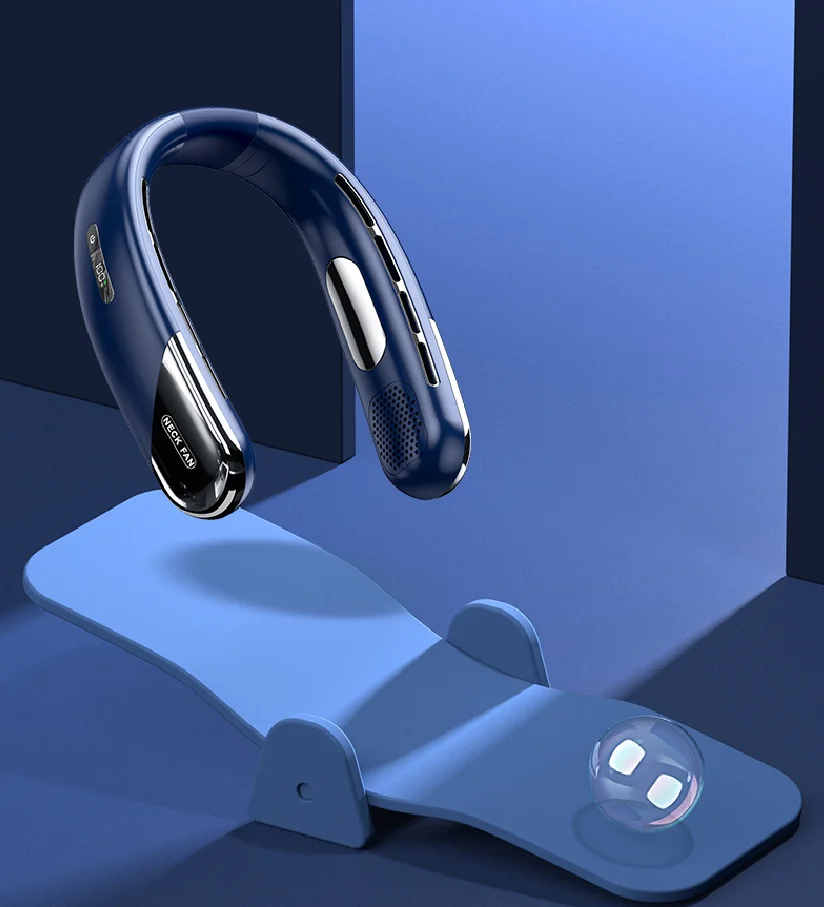 OEM high quality 2024 new mute neck fan rechargeable digital display portable wearable air cooling personal hanging neck fan