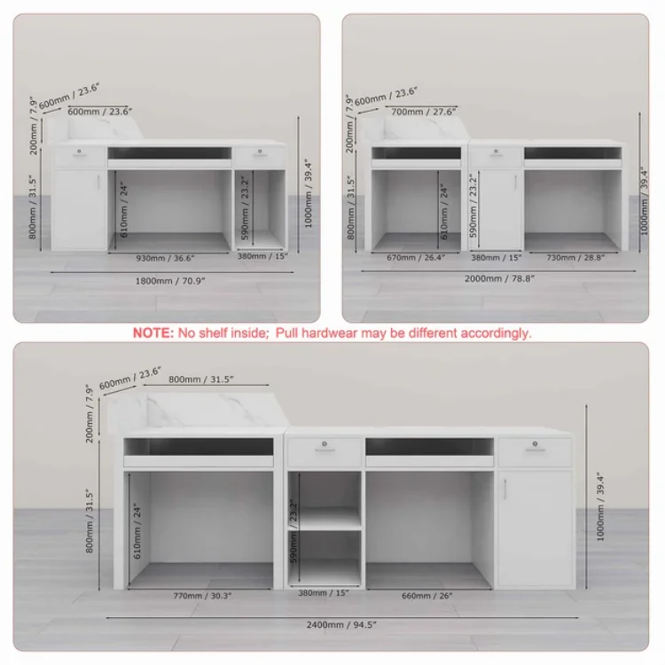 USA CA UK AU GER Local Stock Simple Design Wooden Logo Hotel Spa Reception Counter Table Desk Clothing Store Design For Sale