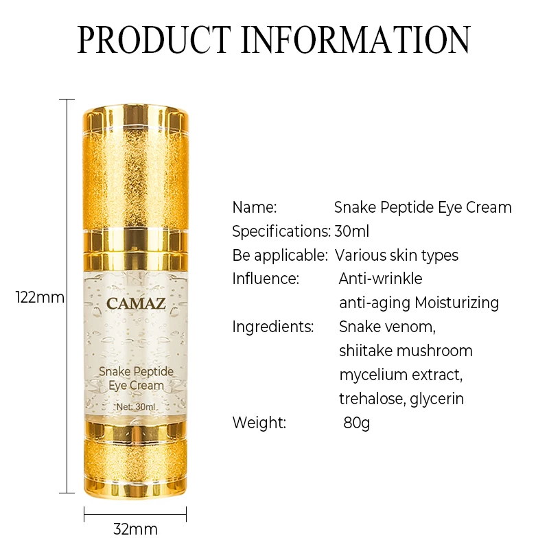 Hot Selling Snake Venom Peptide Brightens Eye Cream Reduce Dark Circles Relieve Eye Puffiness Brighten Eye Cream