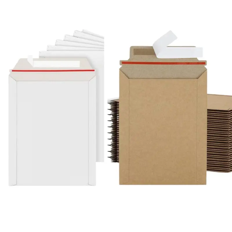 Rigid Mailers 300-800 GSM Sturdy Self-Adhesive Kraft Paper Cardboard Envelopes for Mailing Photo, Documents, Gift Cards, CDs, Ar