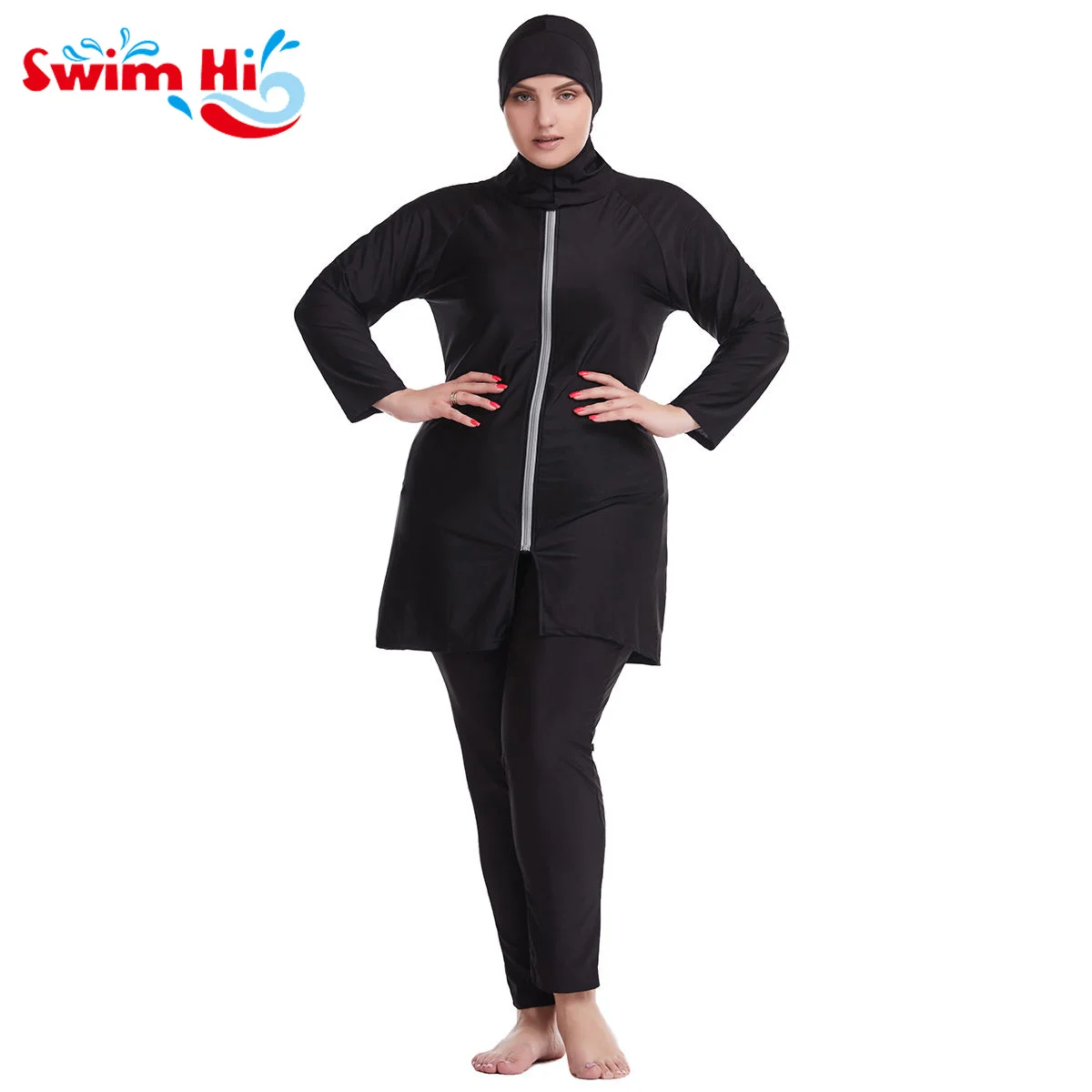 Hot sale Stock Modest lady swimwear Full Covered Islamic Swimwear Burkinis hijab 3 piece swimsuit