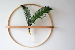 Bamboo Wood wall hanging propagation Handcrafted Cherry wood vase