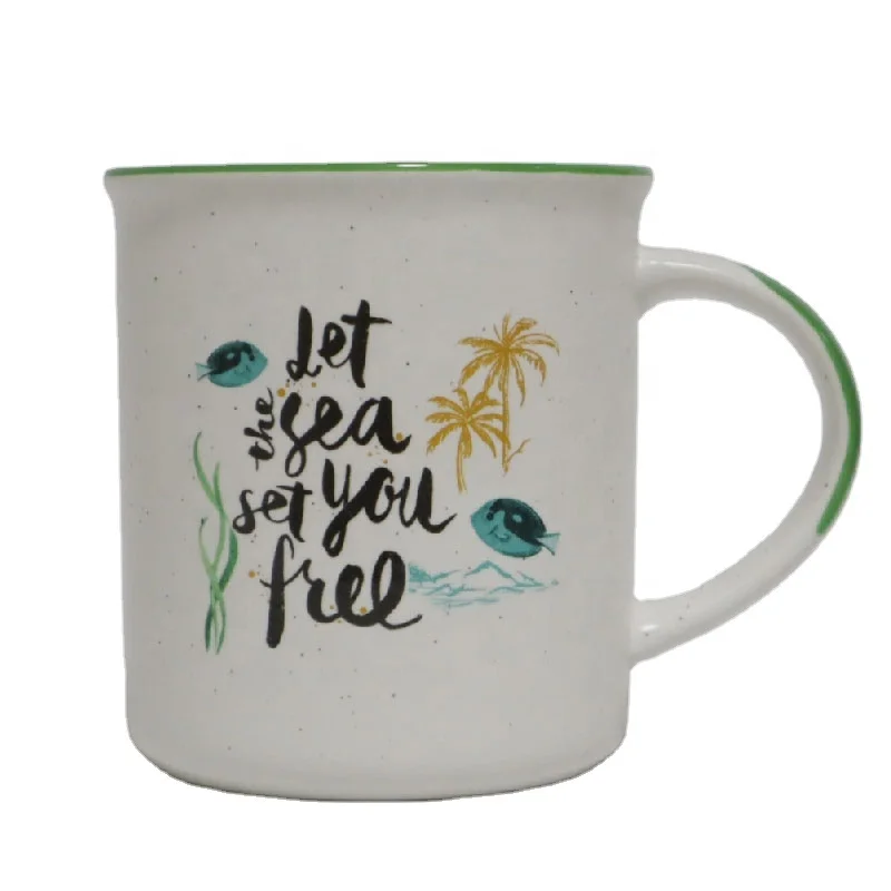 
Wholesale Personalised Color Glazed Campfire Stoneware Coffee Cup China Supplier Printing Enamel Mug Custom Logo 