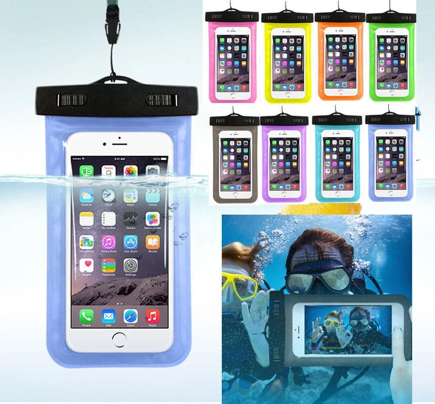 both side with clear window waterproof case dry cellphone bag for water park boating kayaking snorkeling