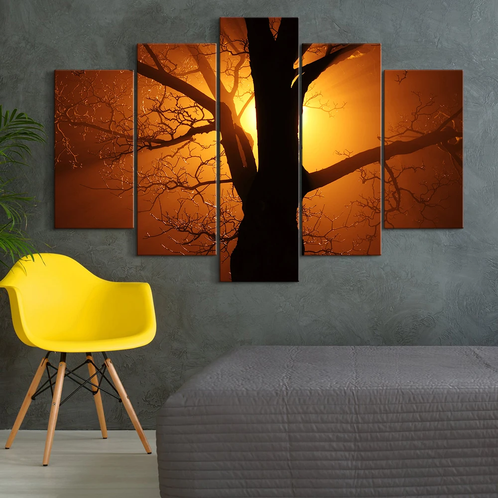 Multi panel Custom tableau decorative Wall Art Large tree Painting on Canvas