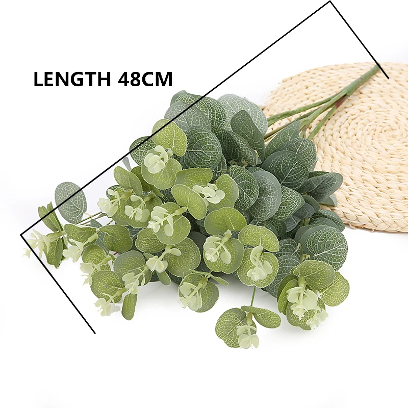High Quality Artificial Plants Green Leaf Eucalyptus Branch Bouquet Wedding Christmas Indoor Outdoor Decor Decoration