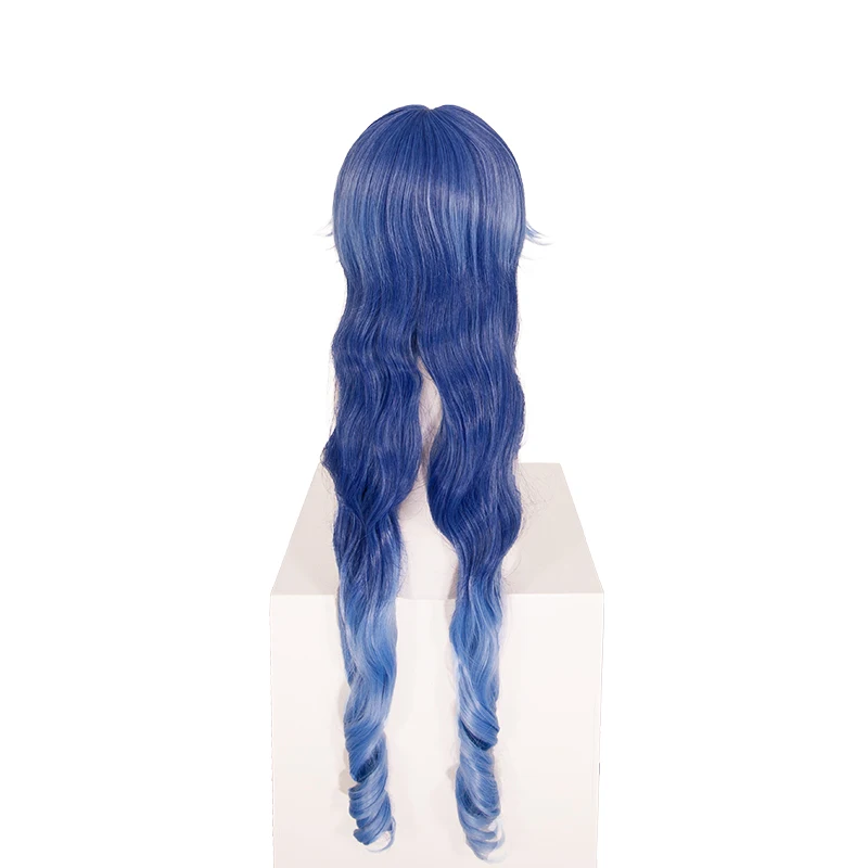 Wholesale Genshin Impact Layla Wig 100cm  Long Curly Blue Mixed Cosplay Synthetic Anime Halloween Party Heat Resistant Hair Wig